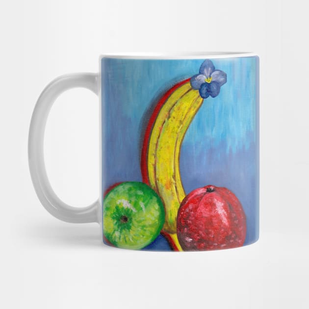 Still life painting with apples and banana by deadblackpony